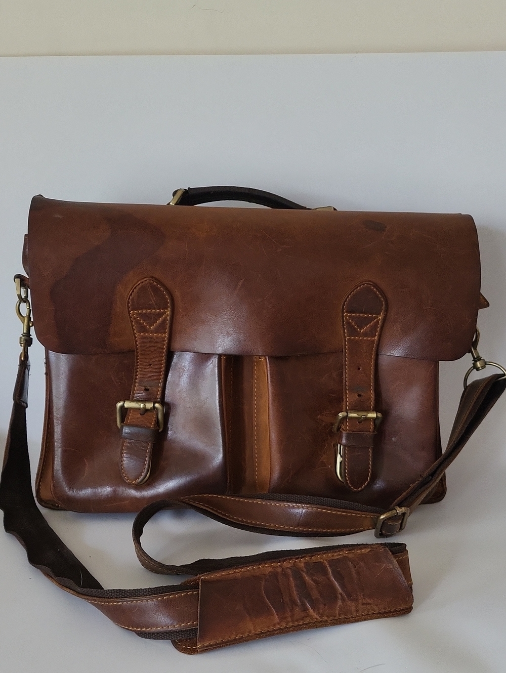 Vintage Leather Messenger Bag for Men - Brown